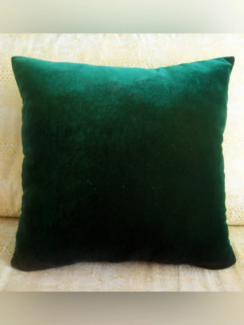 Dark Green Velvet Pillow 18x18 inches. New, soft.